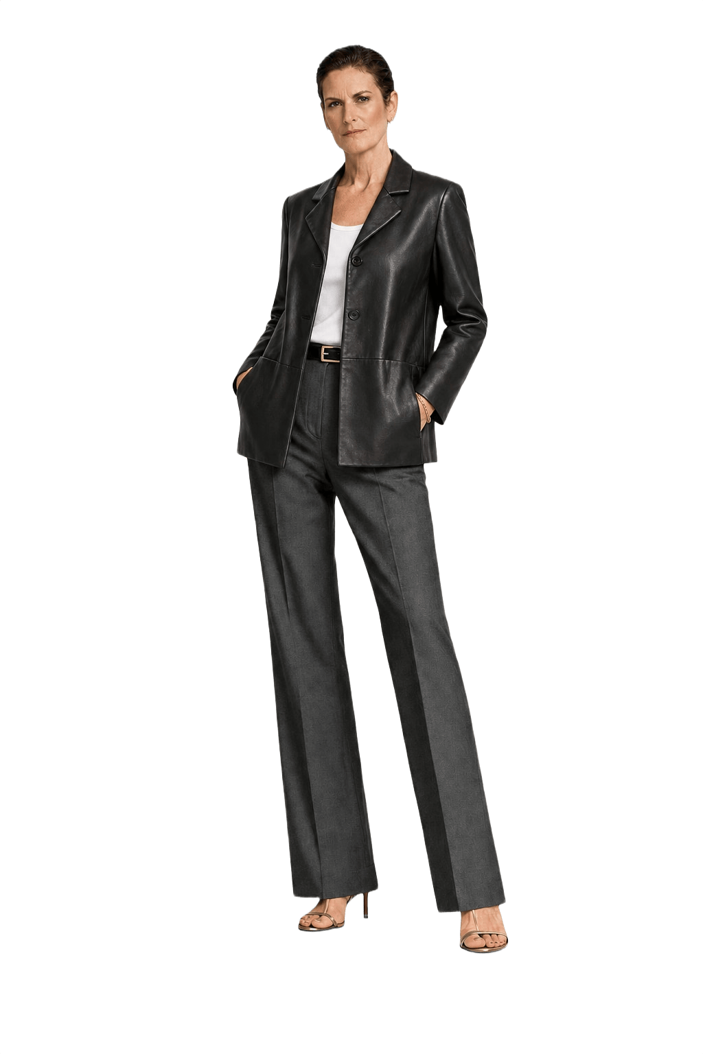 1990s Black Leather Jacket - Model