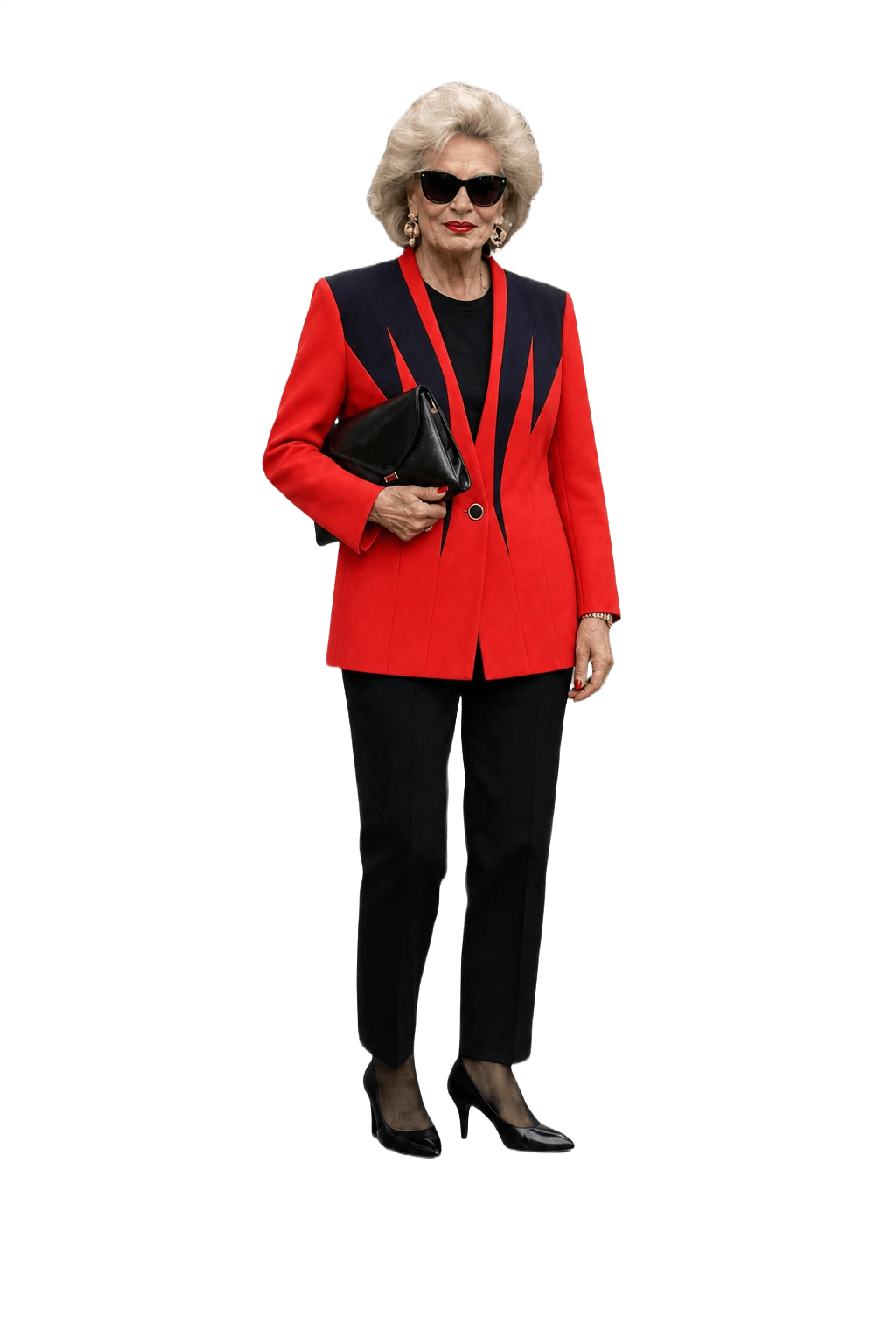1980s Red Polyester Blazer - Model