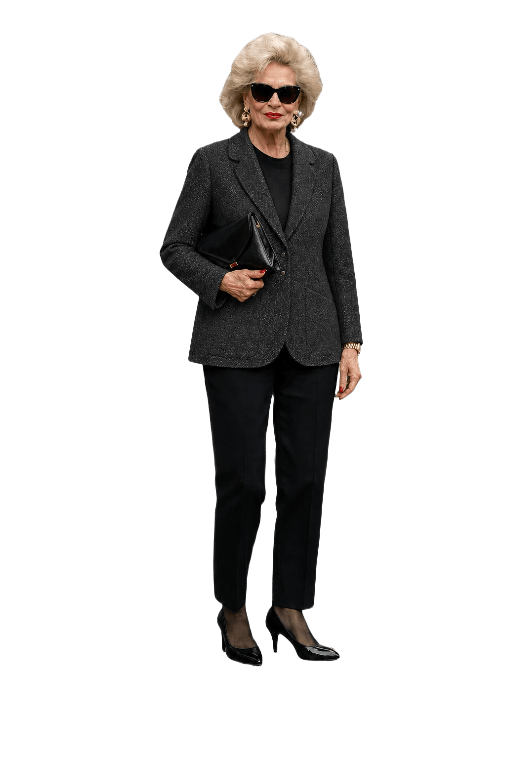 1980s Charcoal Grey Wool Blazer - Model