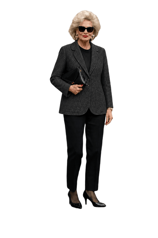 1980s Charcoal Grey Wool Blazer - Model
