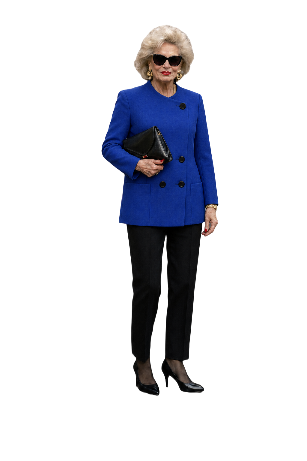 1980s Royal Blue Wool Blend Blazer - Model