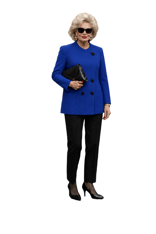 1980s Royal Blue Wool Blend Blazer - Model