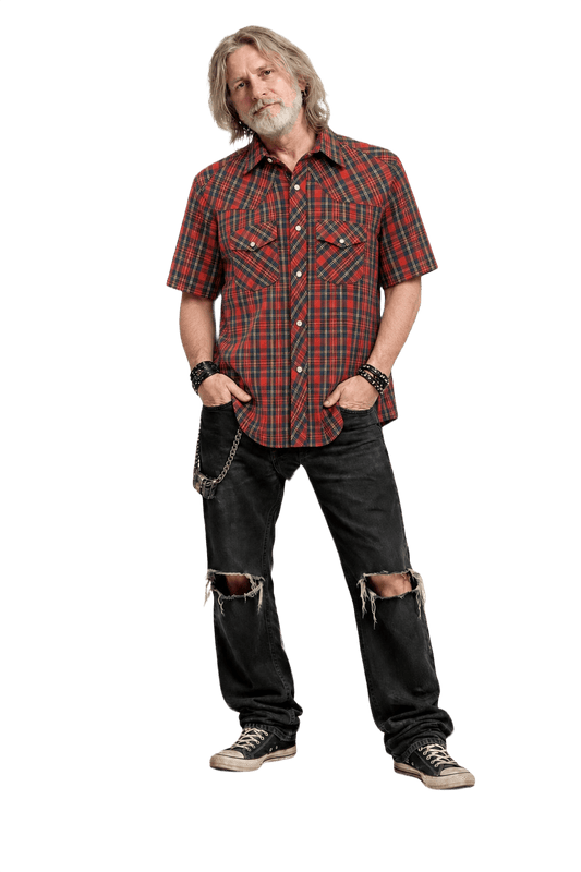 1990s Red Cotton Blend Western Shirt - Model