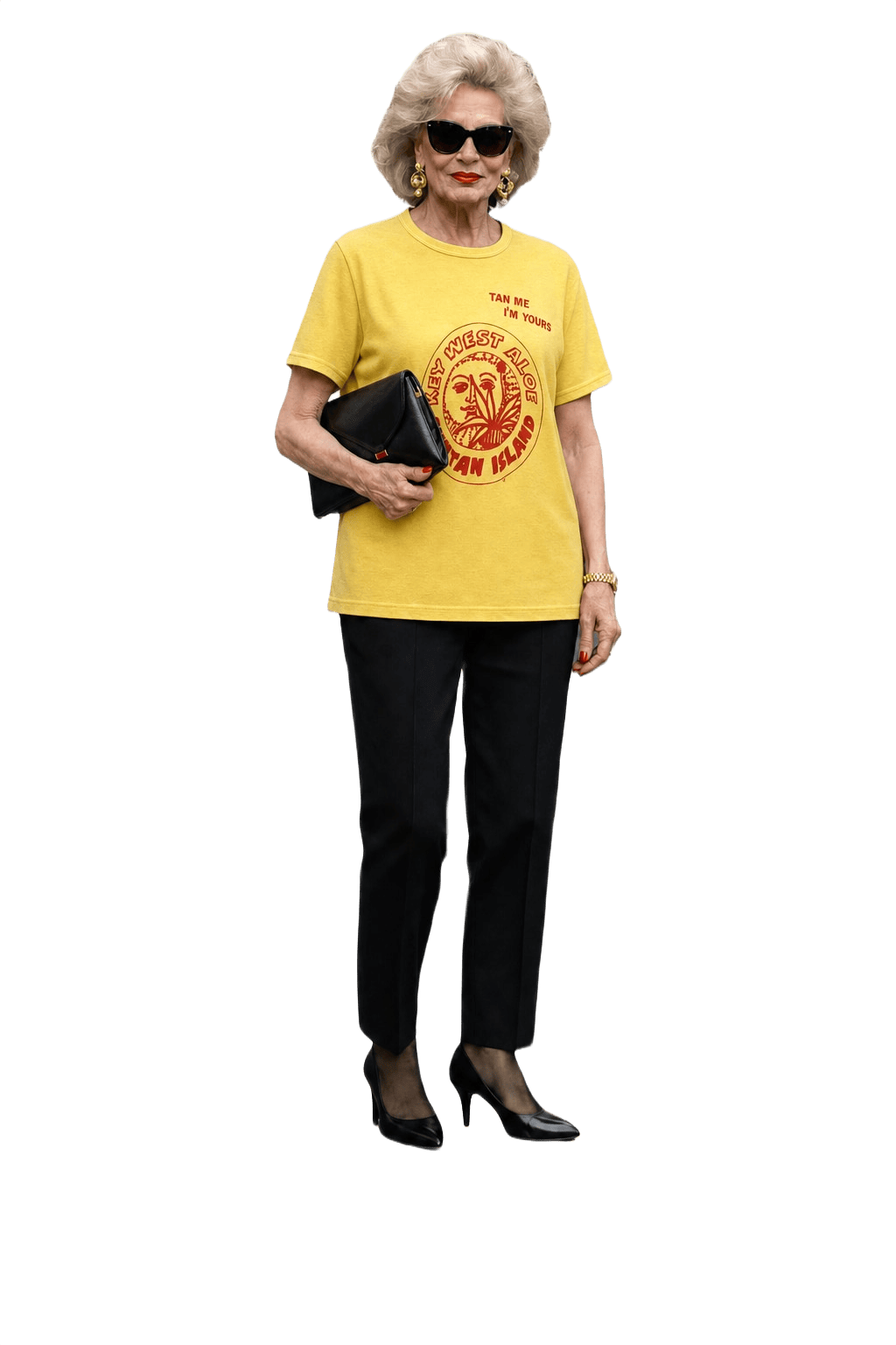 1970s Yellow Cotton Blend T-Shirt - Model