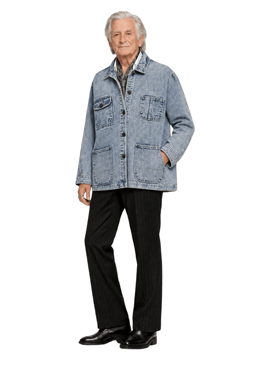 1970s Light Blue Denim Jacket - Model