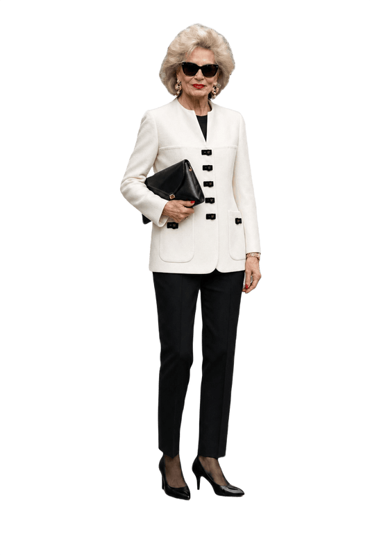 1980s Cream White Viscose Blazer - Model