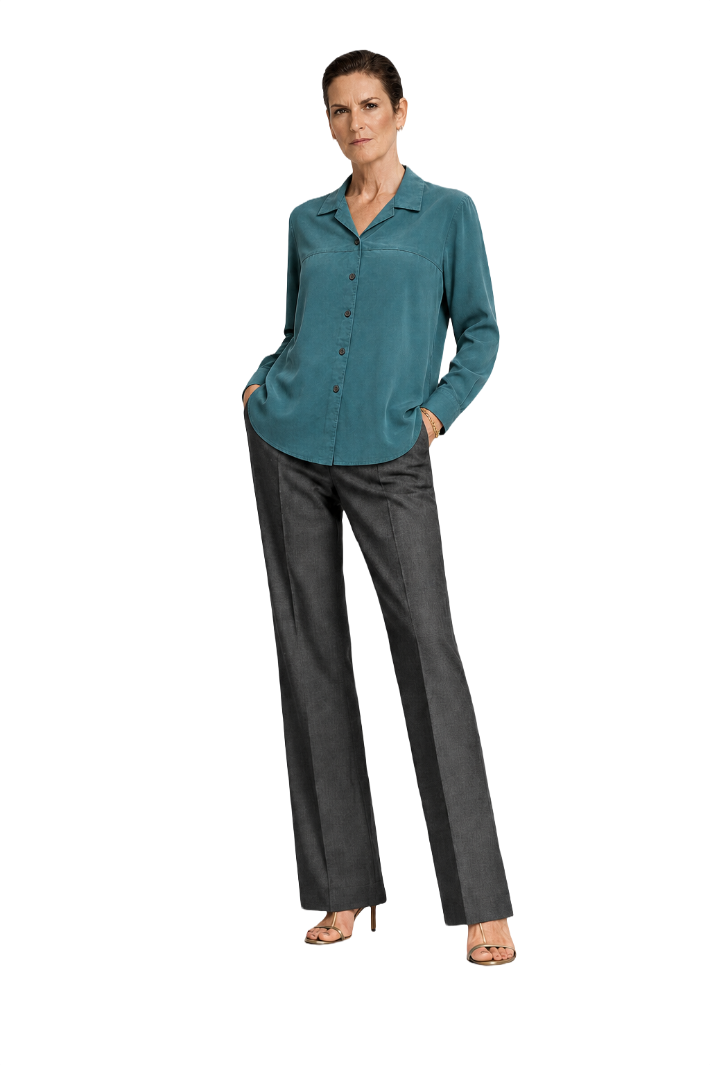 1990s Teal Cotton Shirt - Model
