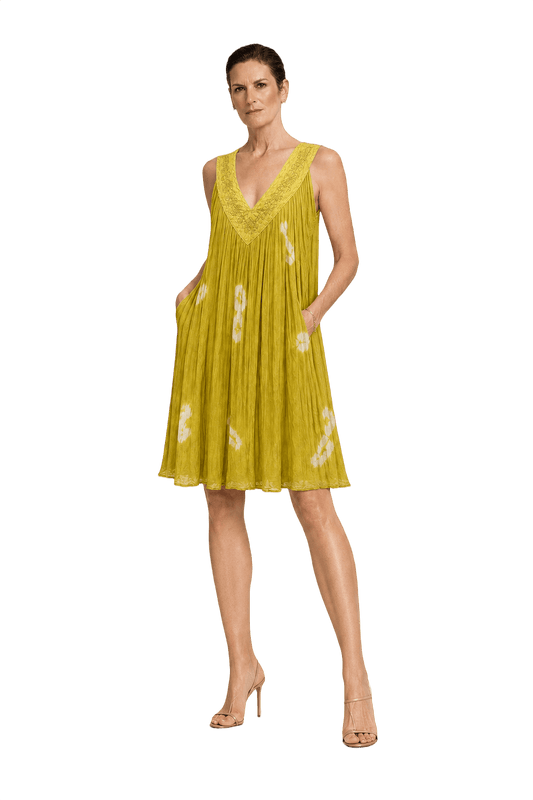 1990s Yellow Cotton Dress - Model