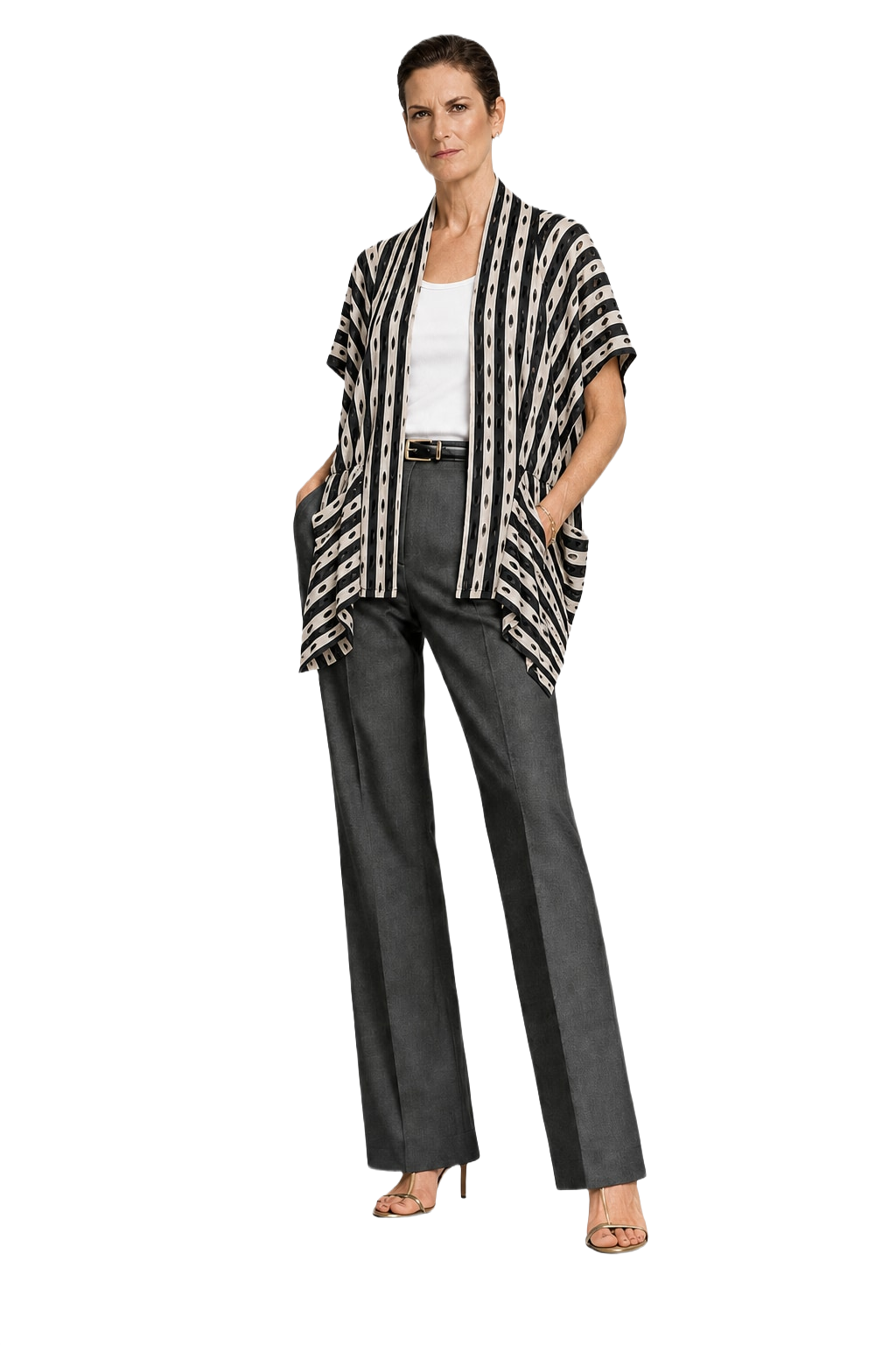 1990s Black and White Cotton Blend Cardigan - Model