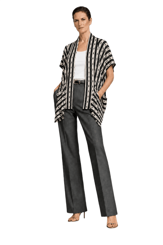 1990s Black and White Cotton Blend Cardigan - Model
