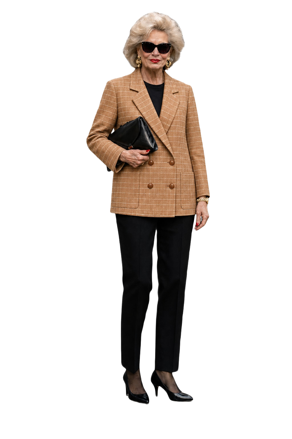 1980s Tan Wool Blend Blazer - Model