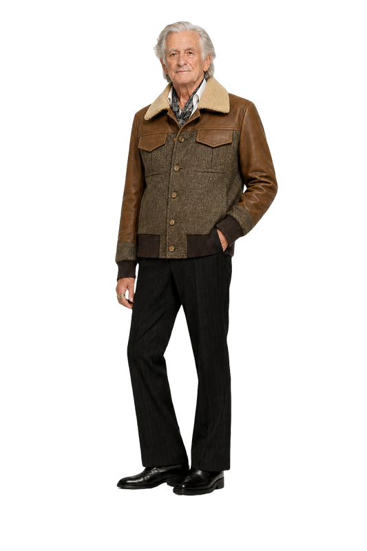 1970s Brown Wool Blend Jacket - Model
