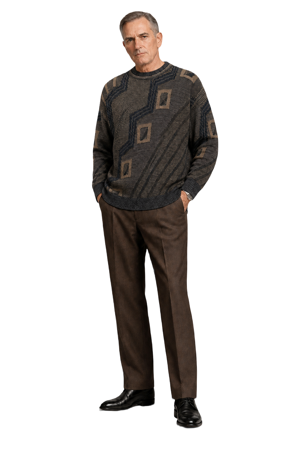 1990s Navy Blue Wool Sweater - Model