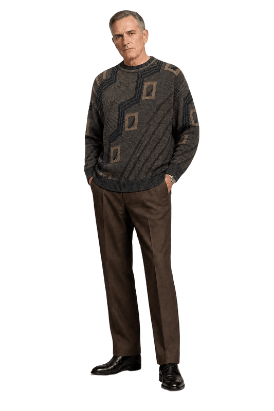 1990s Navy Blue Wool Sweater - Model