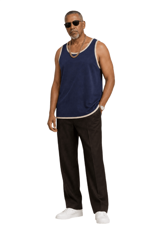 1990s Navy Blue Cotton Tank Top - Model