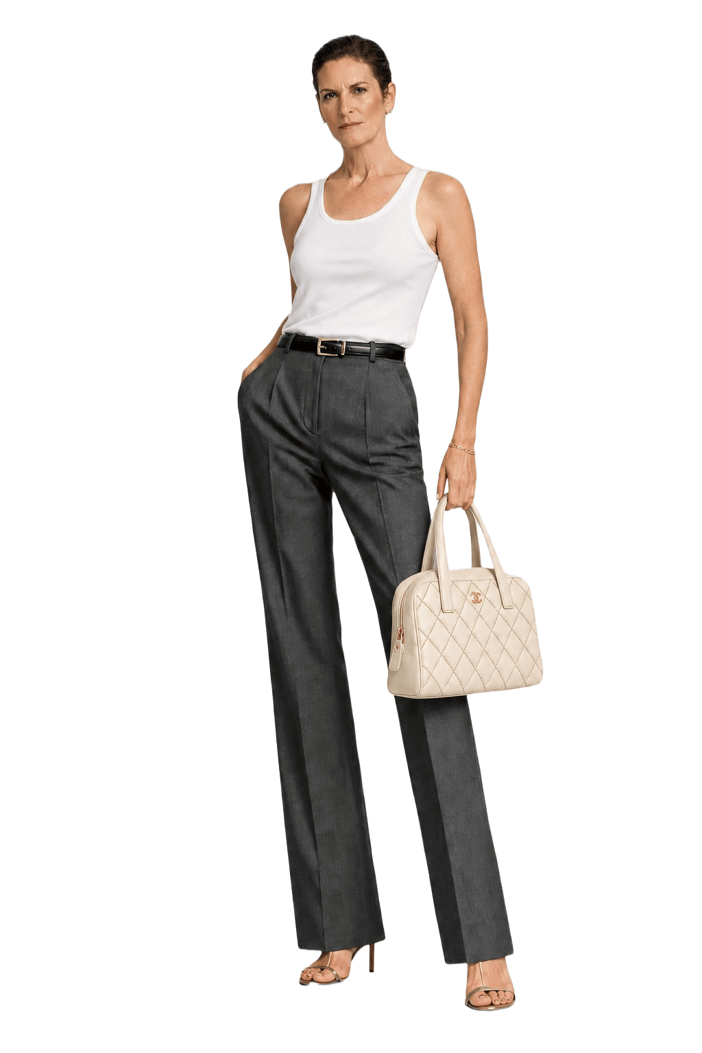 1980s Cream White Leather Bag - Model