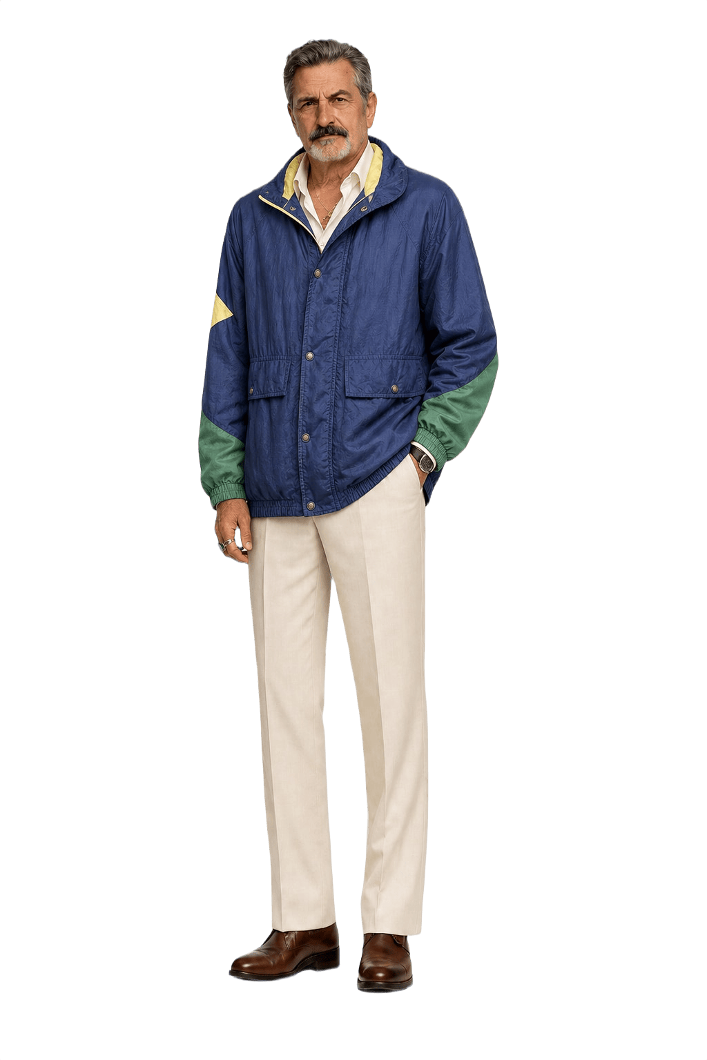 1980s Navy Blue Nylon Jacket - Model