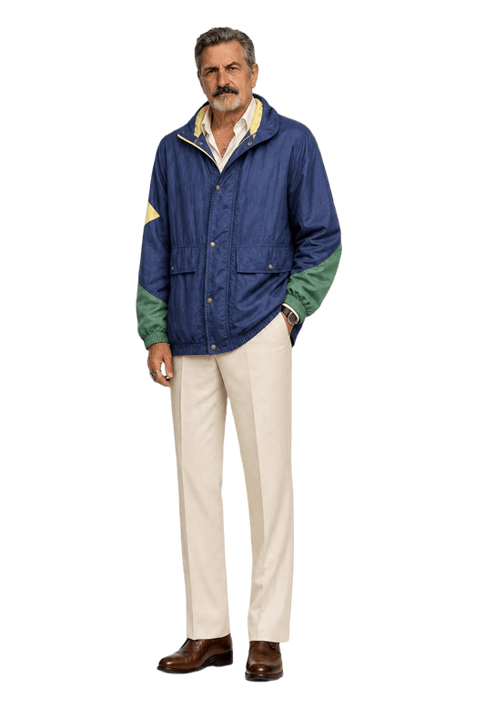 1980s Navy Blue Nylon Jacket - Model