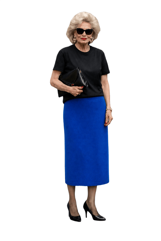 1980s Royal Blue Acrylic Skirt - Model
