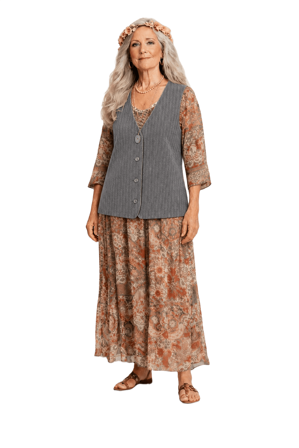 1970s Charcoal Grey Wool Blend Vest - Model