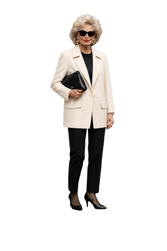 1980s Cream Wool Blend Blazer - Model