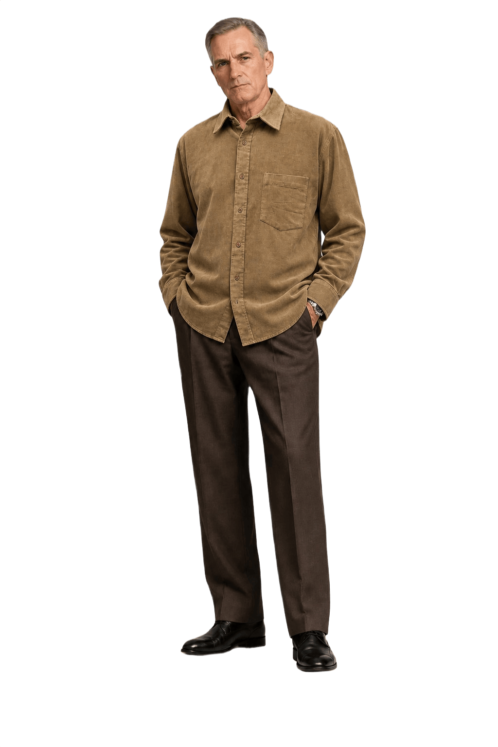 1990s Tan Cotton Shirt - Model
