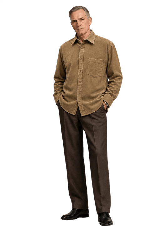 1990s Tan Cotton Shirt - Model