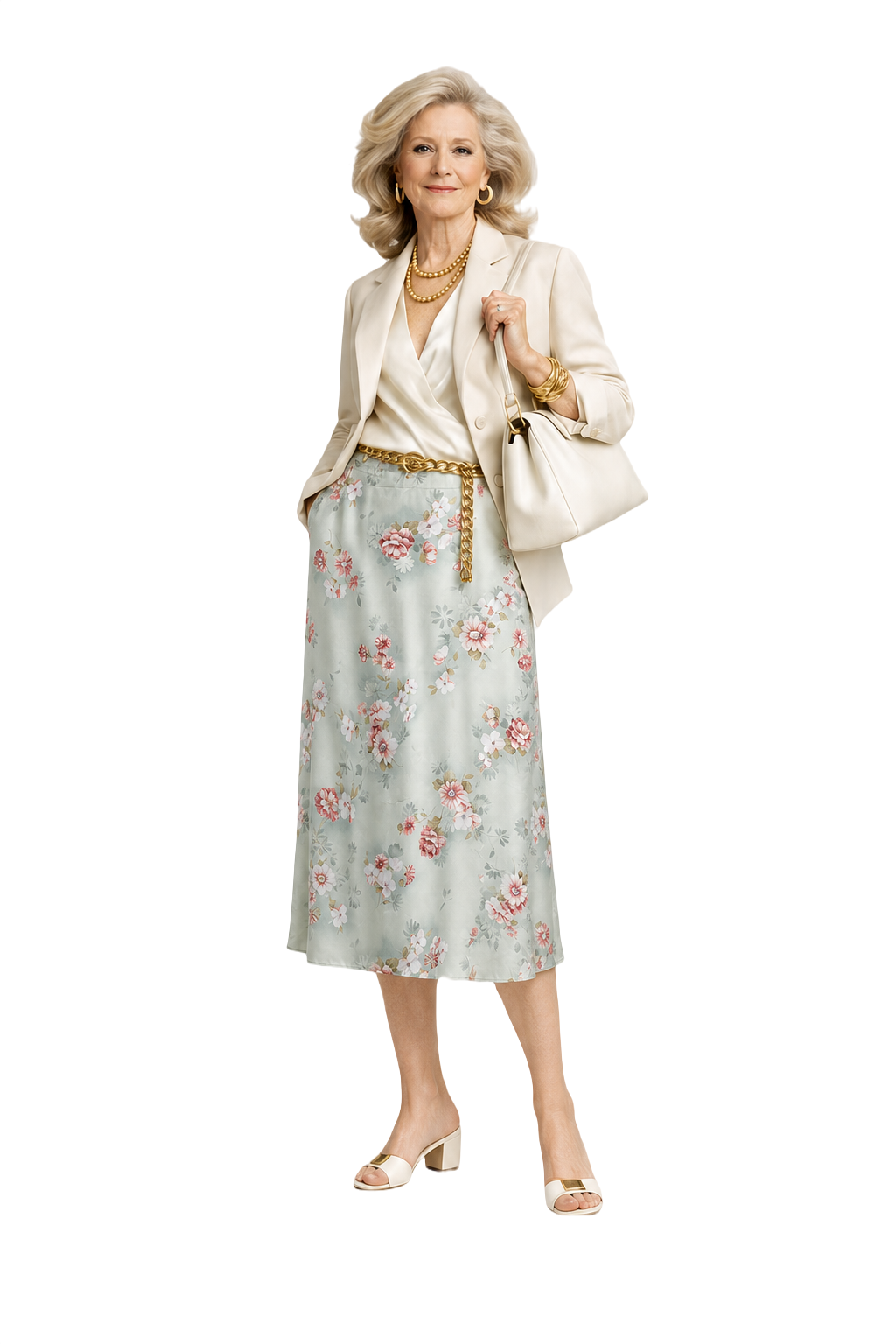 1970s Light Blue Polyester Skirt - Model