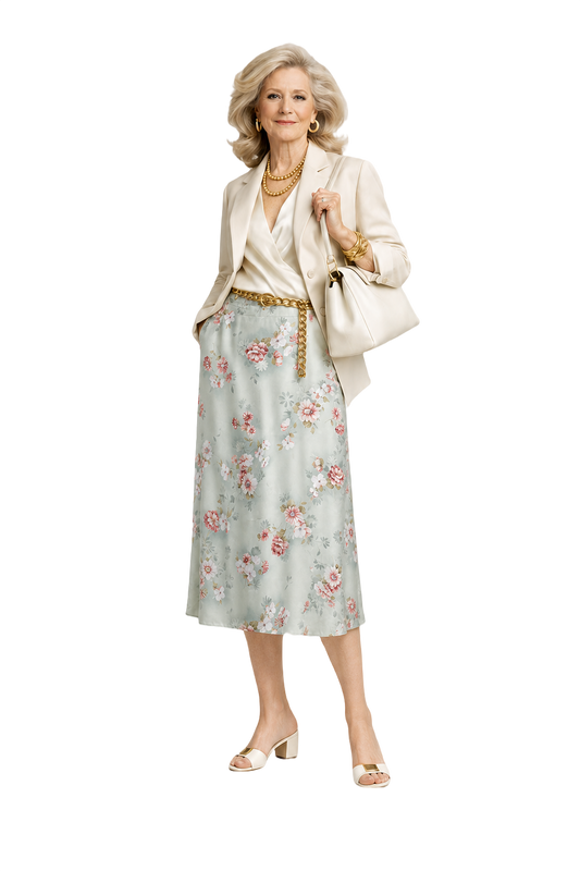 1970s Light Blue Polyester Skirt - Model