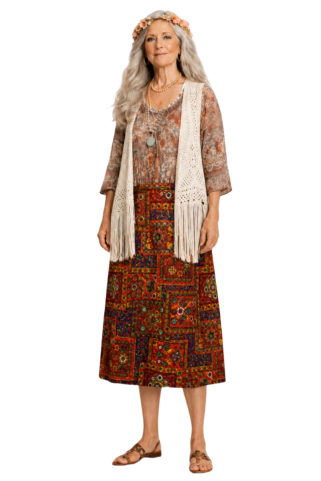 1970s Red Cotton Skirt - Model