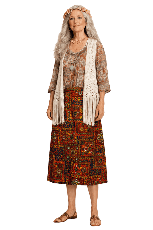 1970s Red Cotton Skirt - Model
