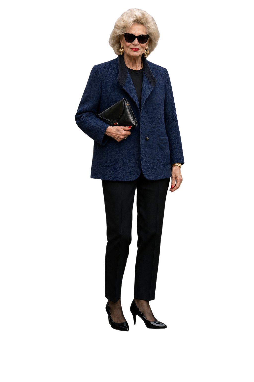 1980s Navy Blue Wool Blazer - Model