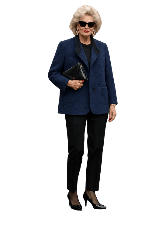 1980s Navy Blue Wool Blazer - Model
