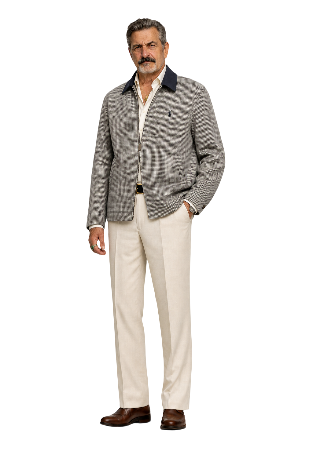 1980s Black and White Polyester Jacket - Model