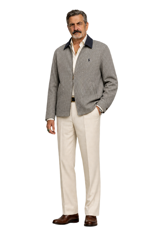 1980s Black and White Polyester Jacket - Model