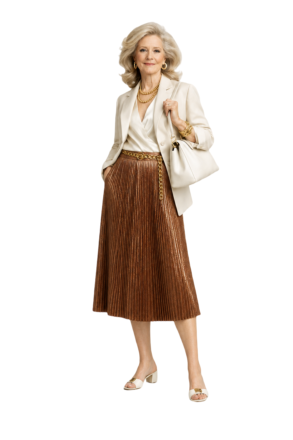 1970s Bronze Synthetic Blend Skirt - Model