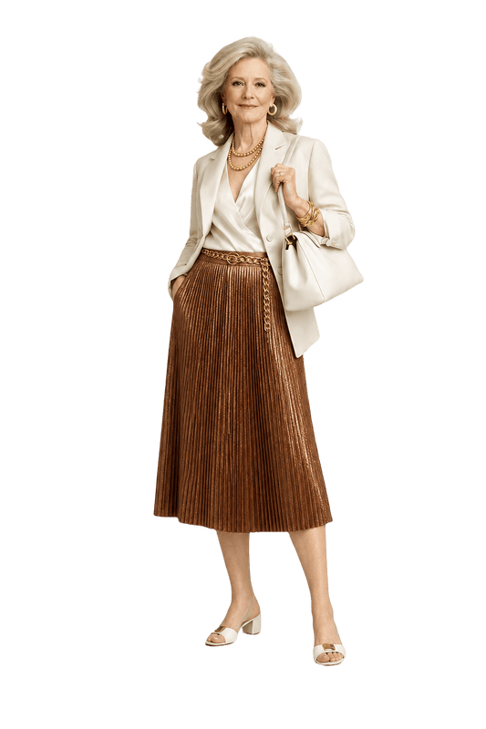 1970s Bronze Synthetic Blend Skirt - Model