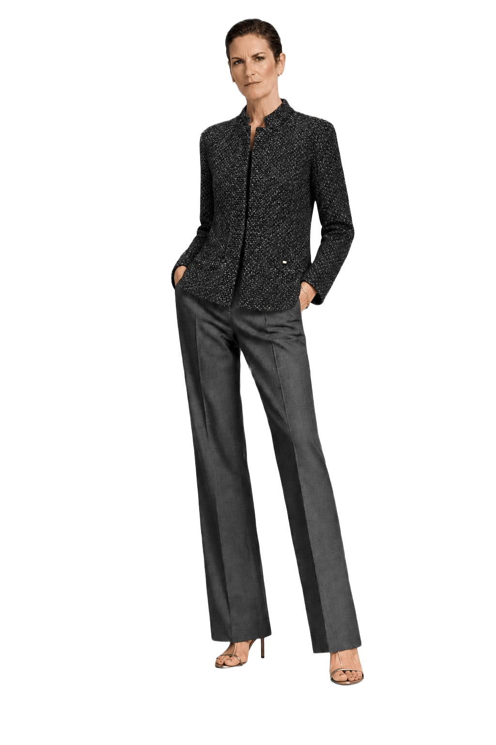 1990s Black Wool Blend Jacket - Model