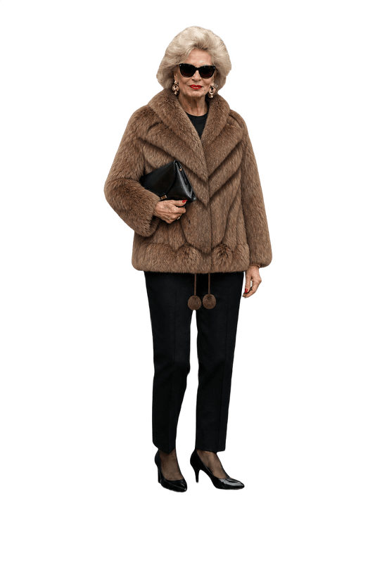 1980s Tan Brown Fur Coat - Model