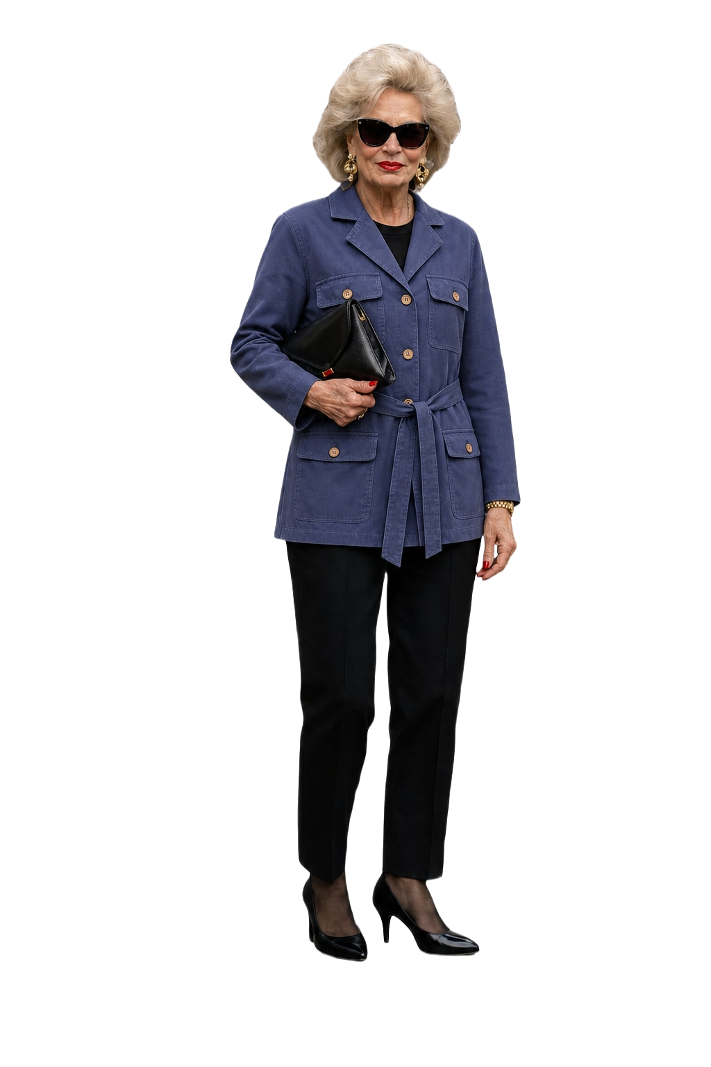 1980s Blue Cotton Blend Jacket - Model