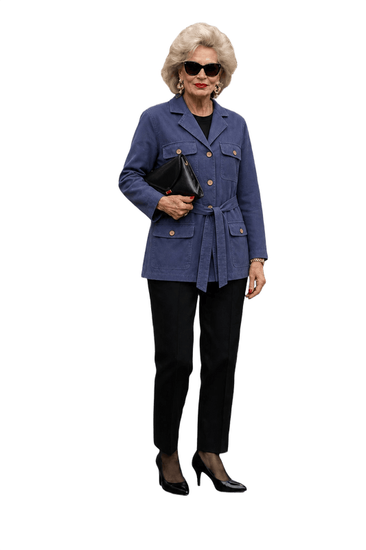 1980s Blue Cotton Blend Jacket - Model