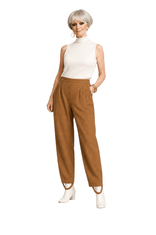 1960s Mustard Yellow Synthetic Blend Pants - Model