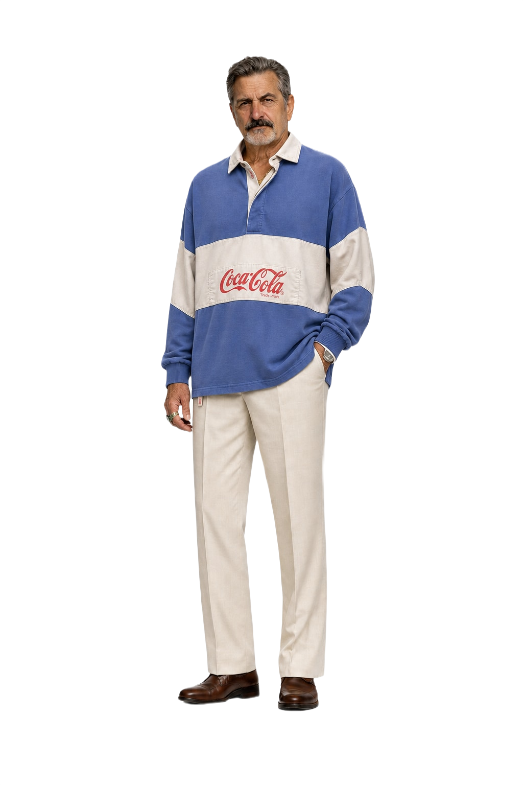 1980s Blue Cotton Polo - Model