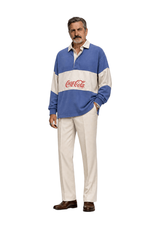 1980s Blue Cotton Polo - Model