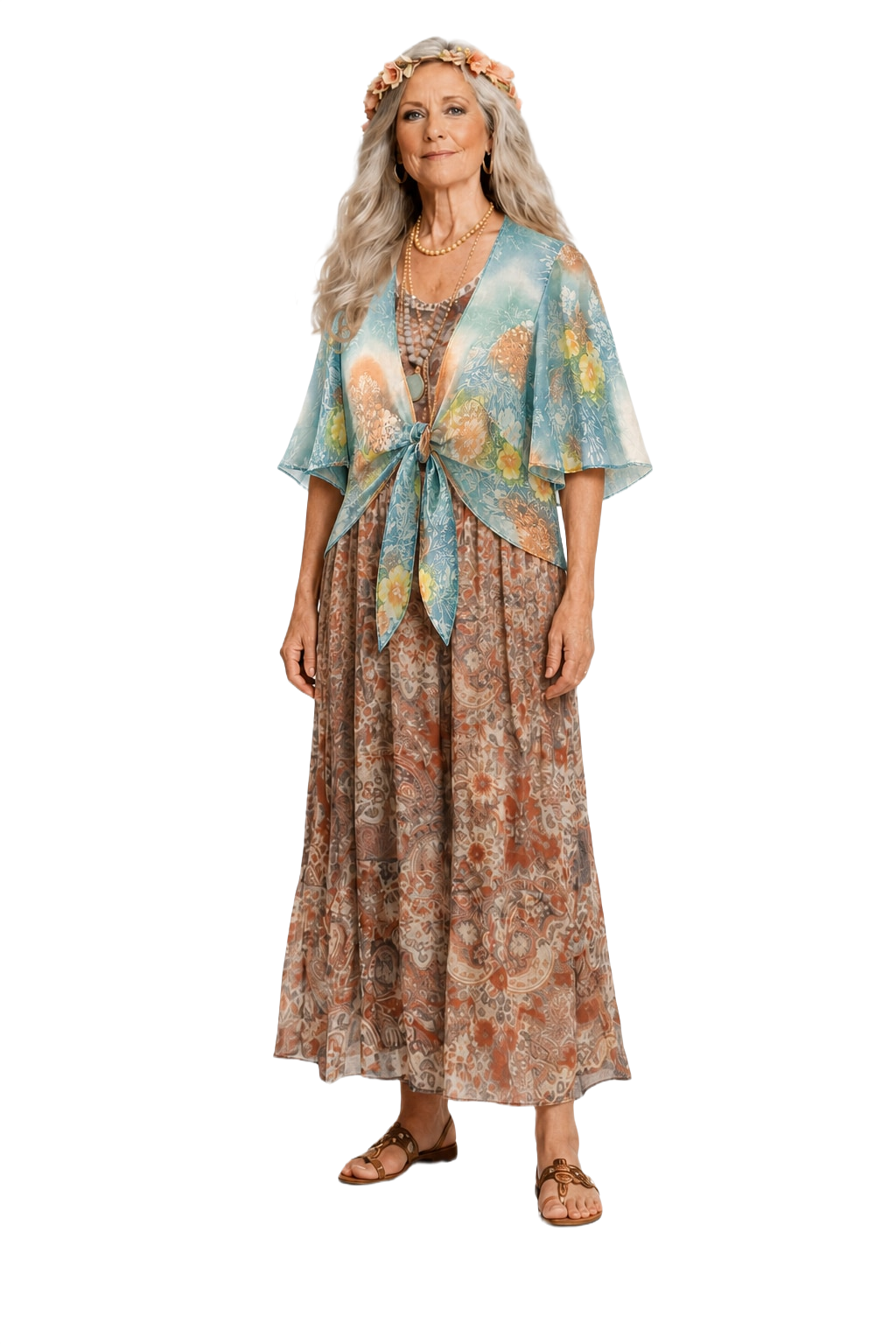 1970s Aqua Blue Sheer Synthetic Blouse - Model