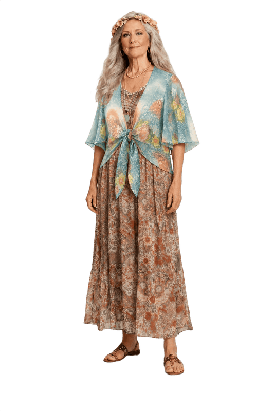 1970s Aqua Blue Sheer Synthetic Blouse - Model
