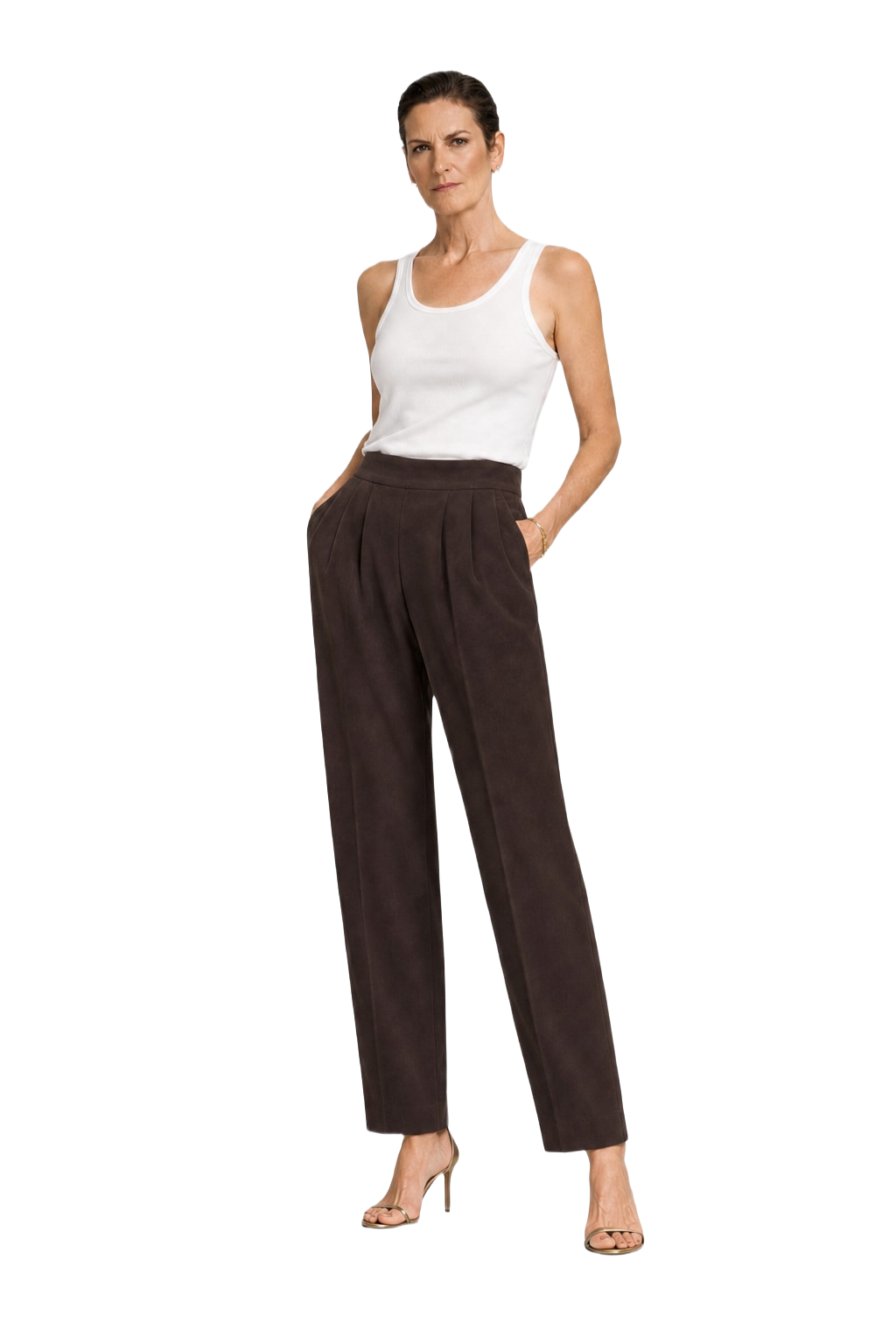 1990s Dark Brown Wool Blend Trousers - Model