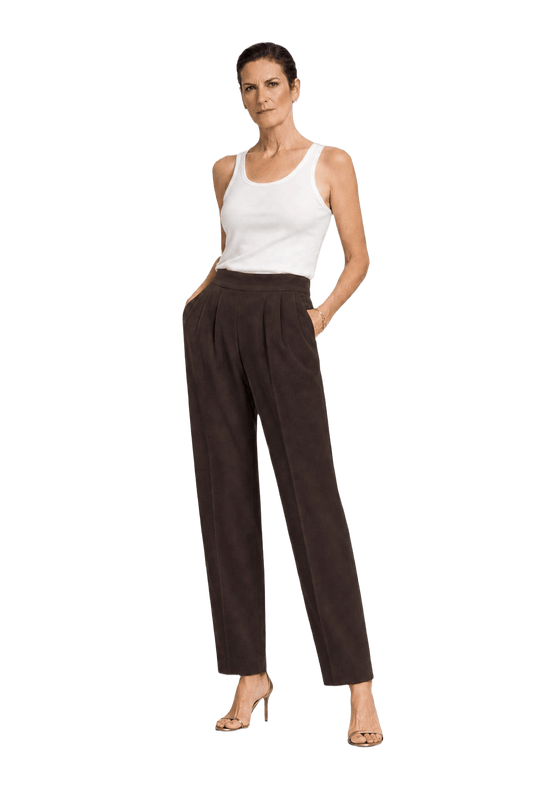 1990s Dark Brown Wool Blend Trousers - Model