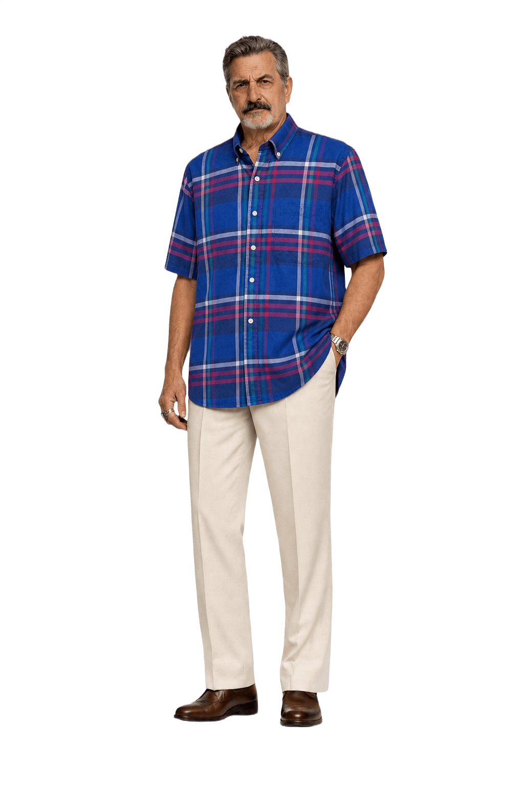 1980s Royal Blue Cotton Shirt - Model