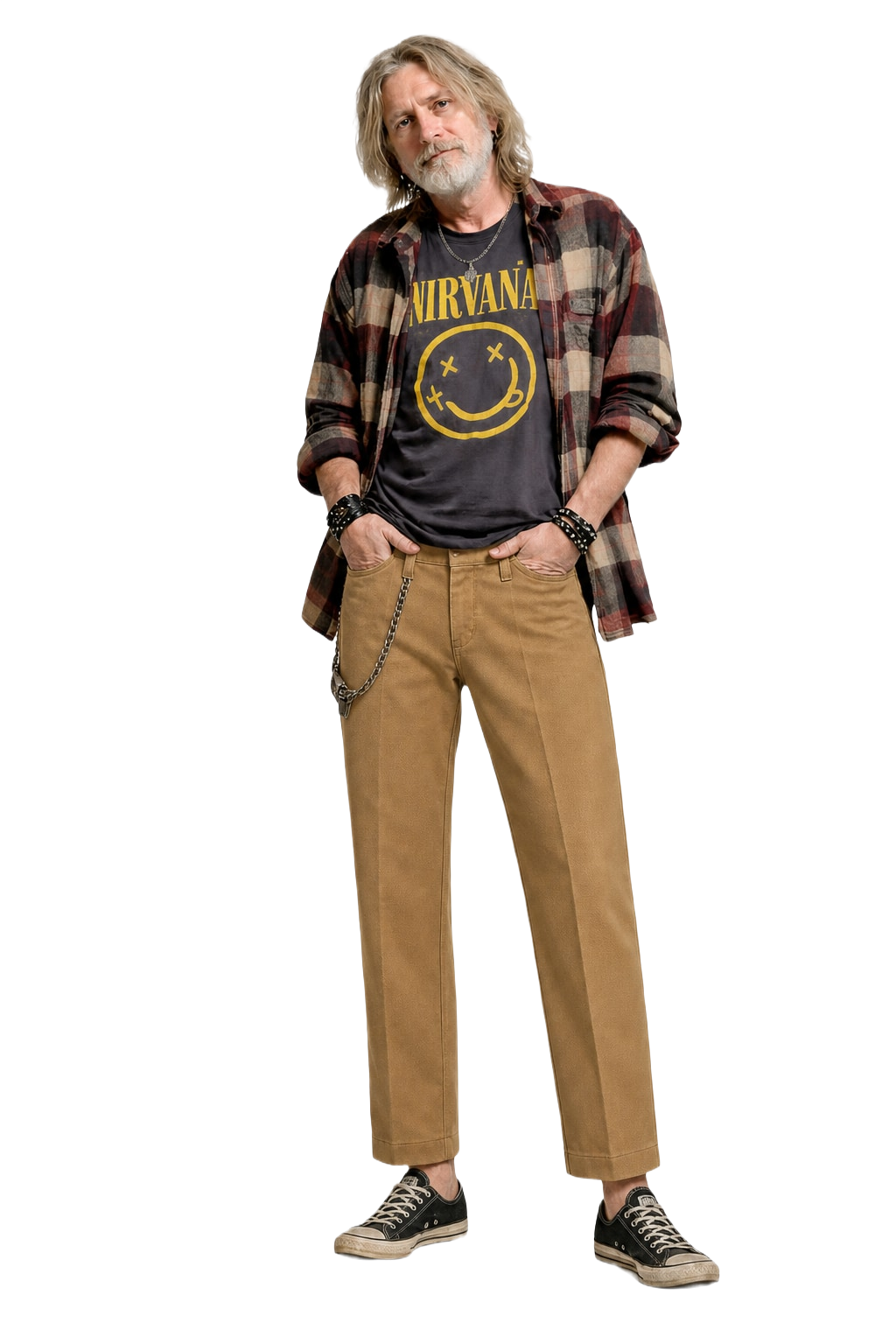 1990s Beige Cotton Blend Pants - Model
